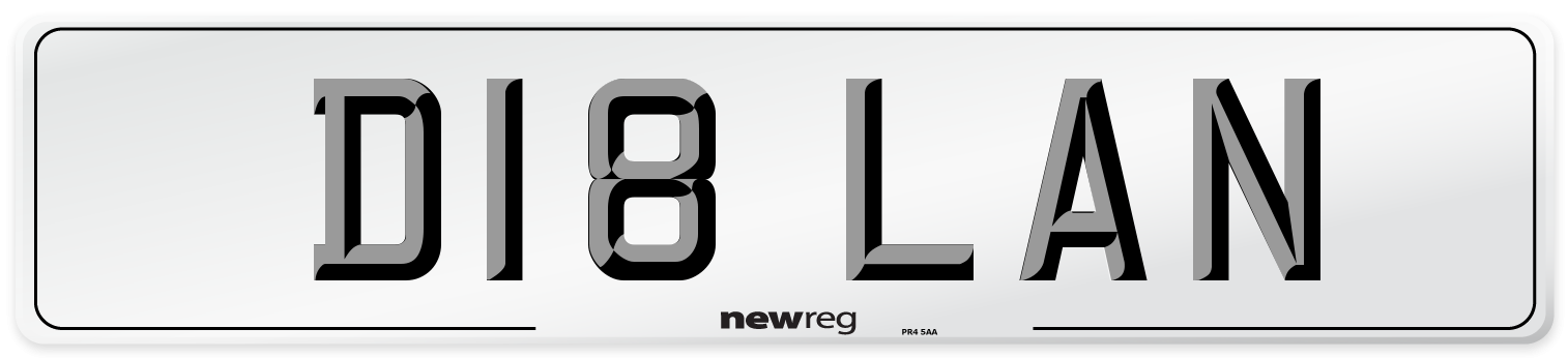 D18 LAN Number Plate from New Reg